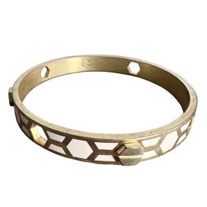 C. Wonder by Christian Siriano gold and white enamel geometric bangle bracelet